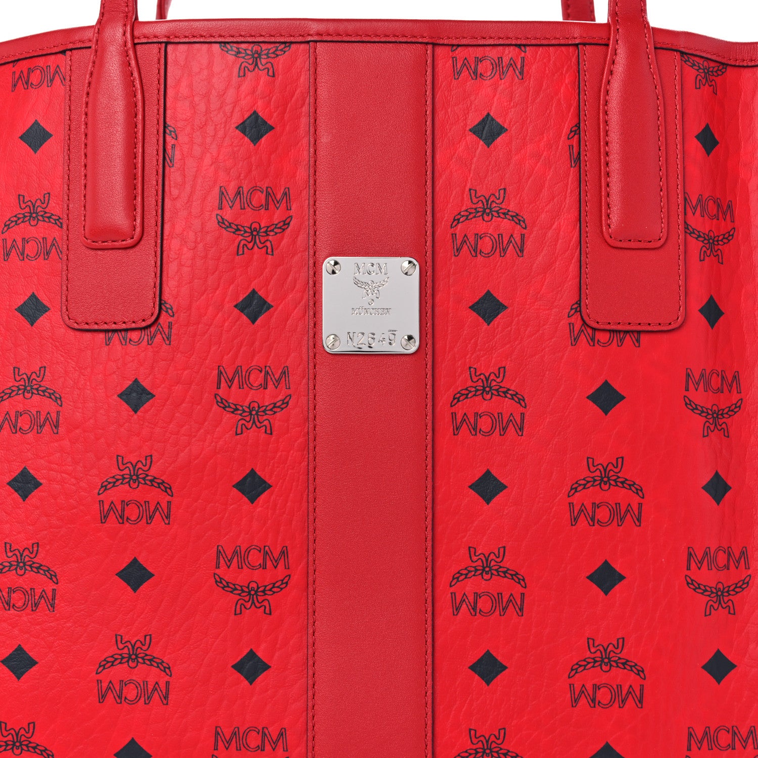 MCM Visetos Medium Liz Reversible Shopper Tote Ruby Red 10 of 15