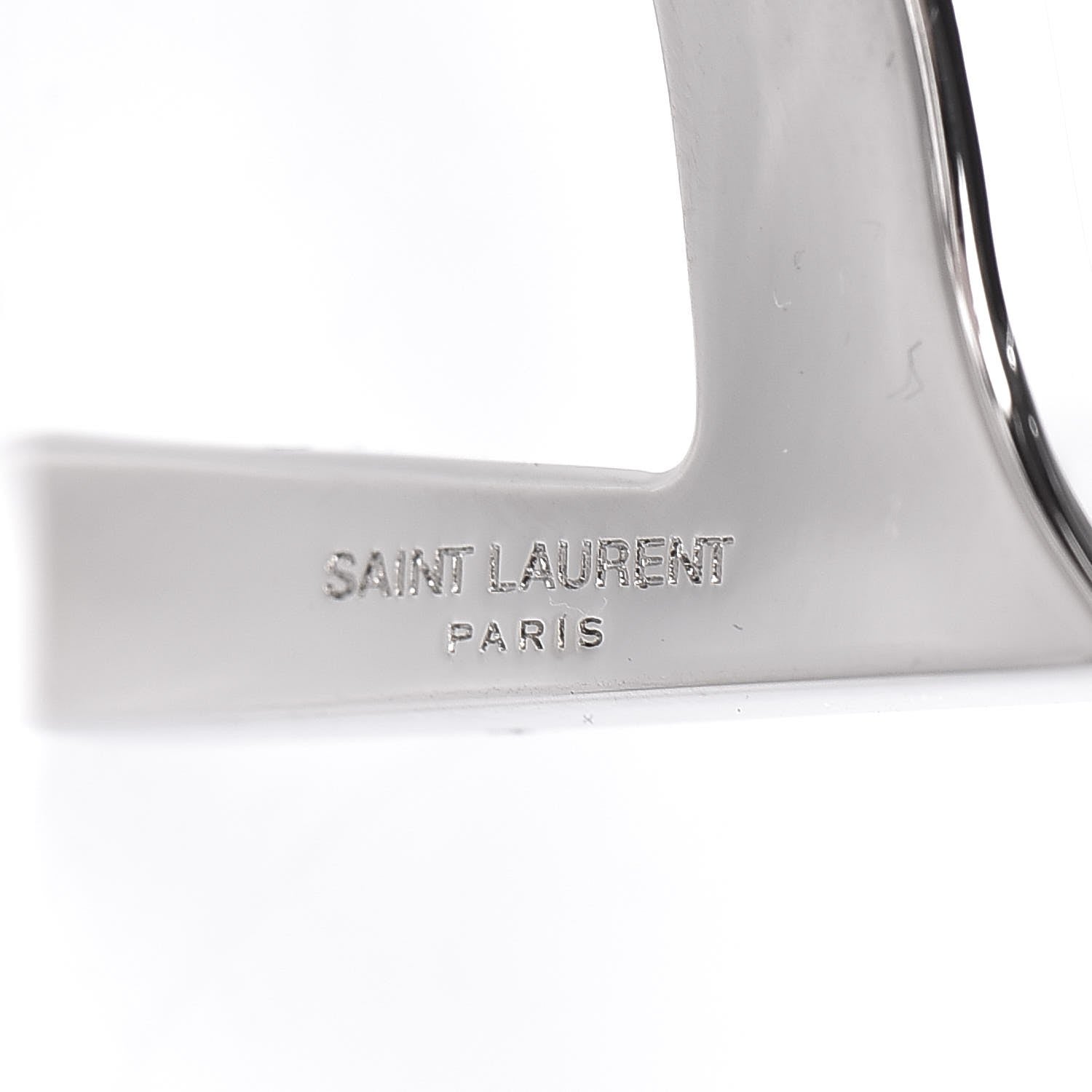 Saint Laurent Brass Monogram Medium Cuff Bracelet Palladium 4 of 4