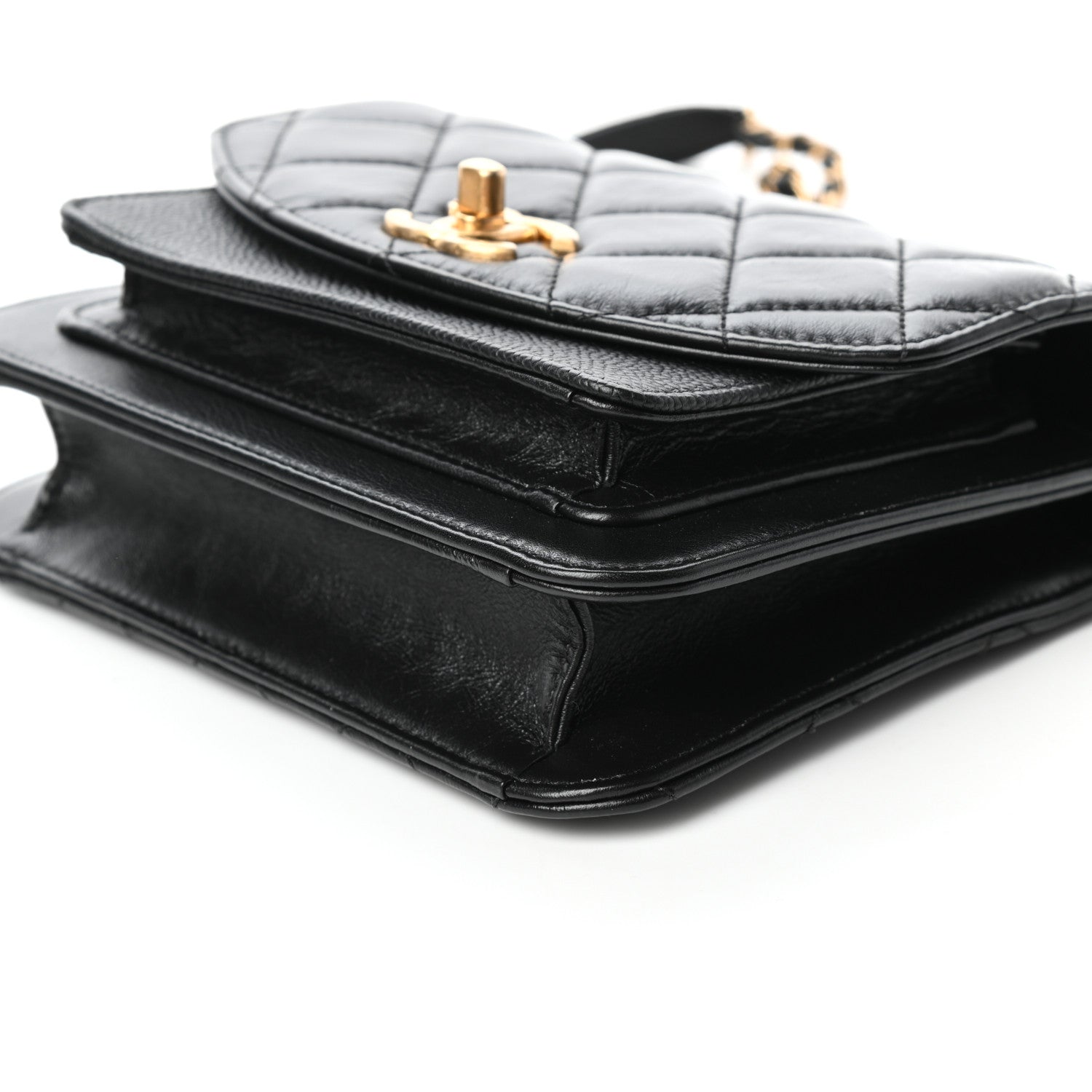 Chanel Calfskin Caviar Quilted Mini Chain Handle Flap Black 9 of 10