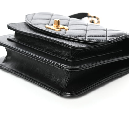 Chanel Calfskin Caviar Quilted Mini Chain Handle Flap Black 9 of 10