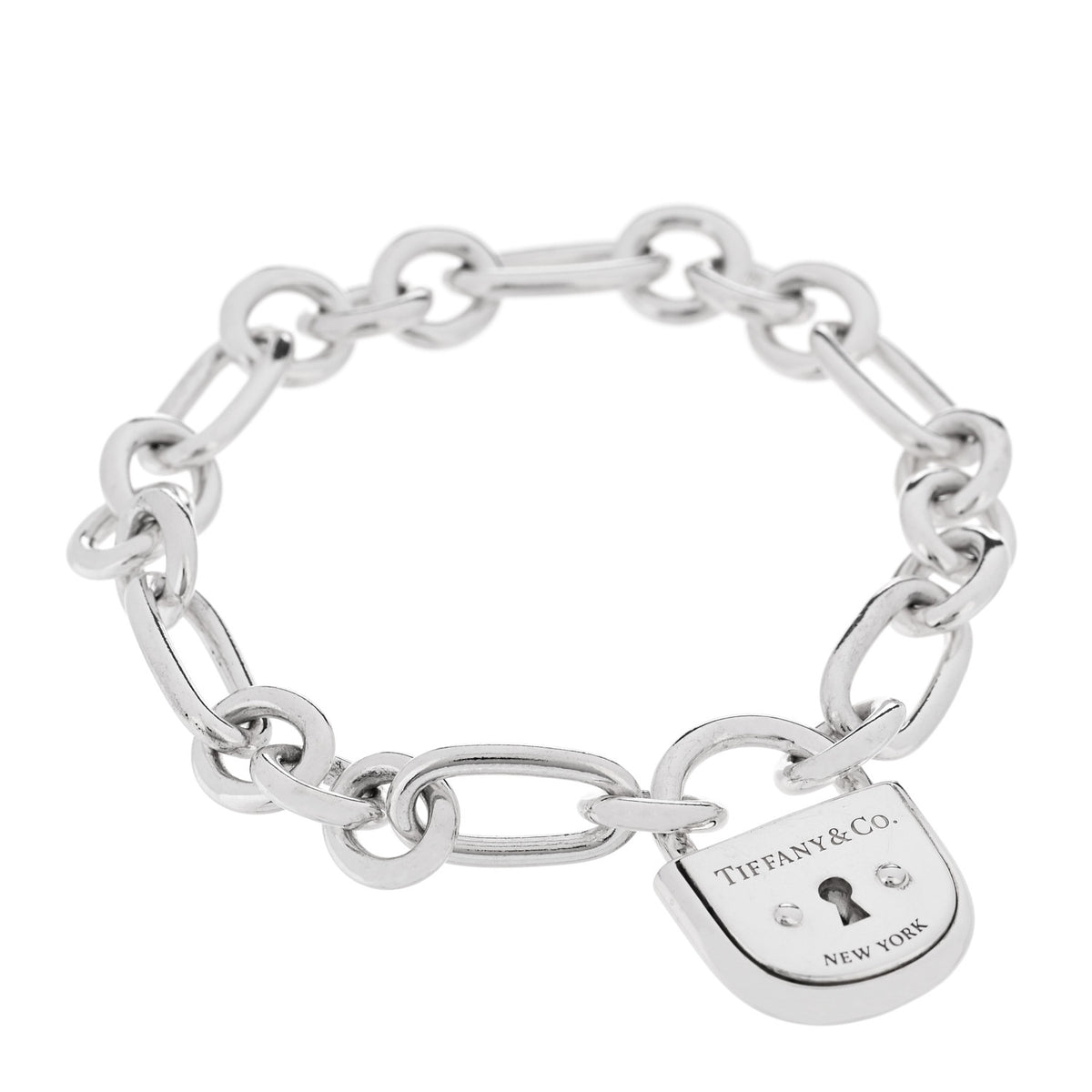 Tiffany Sterling Silver Lock Charm Bracelet 1 of 4