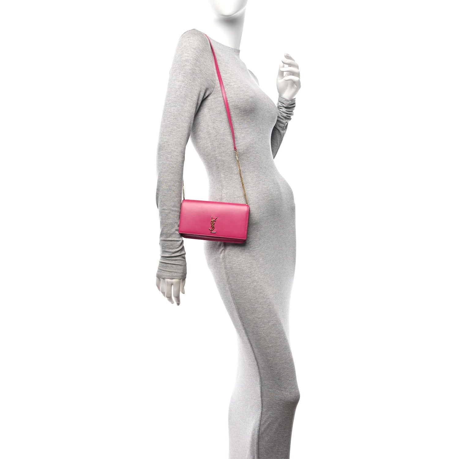 Saint Laurent Smooth Calfskin Monogram Phone Holder Crossbody Fuchsia Couture 2 of 9