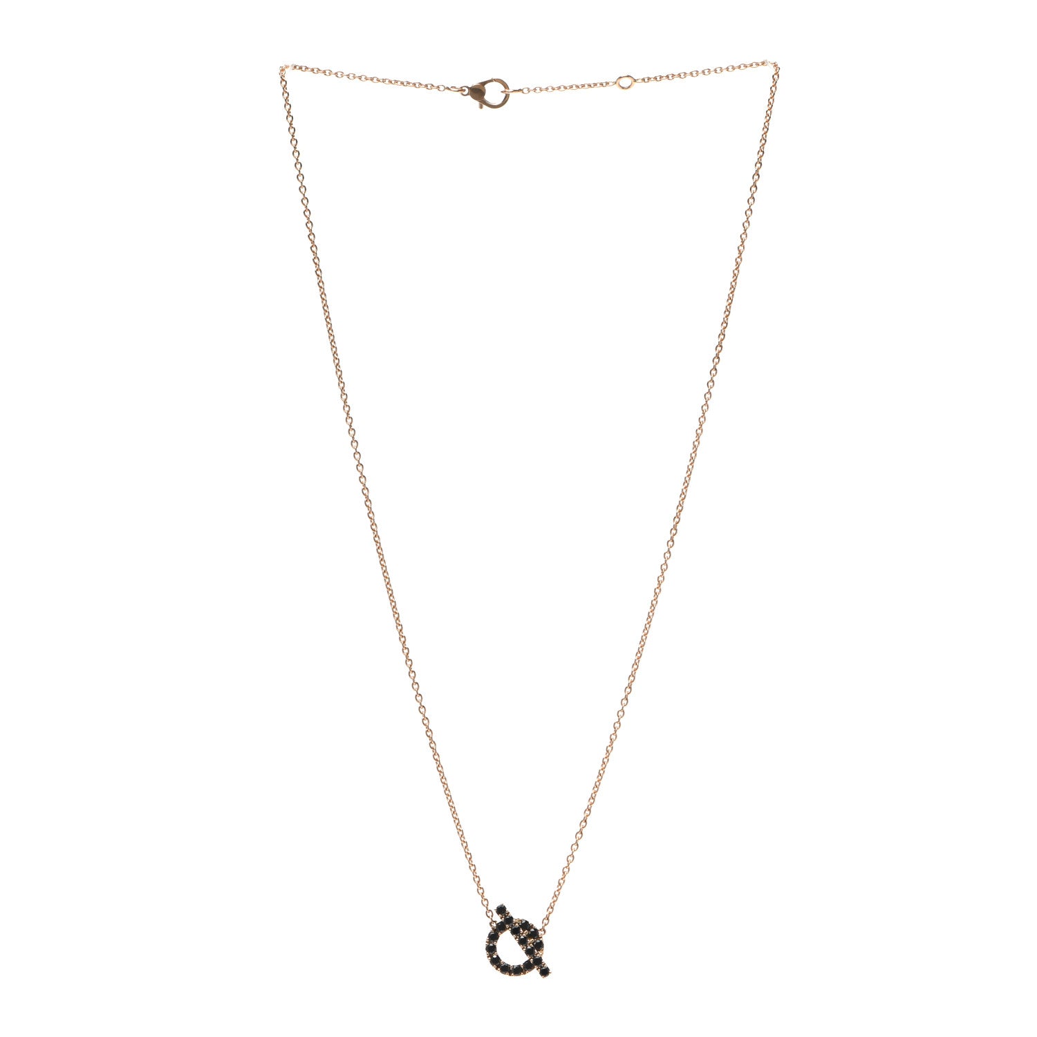 Hermes 18K Rose Gold Black Spinel Finesse Pendant Necklace 3 of 6