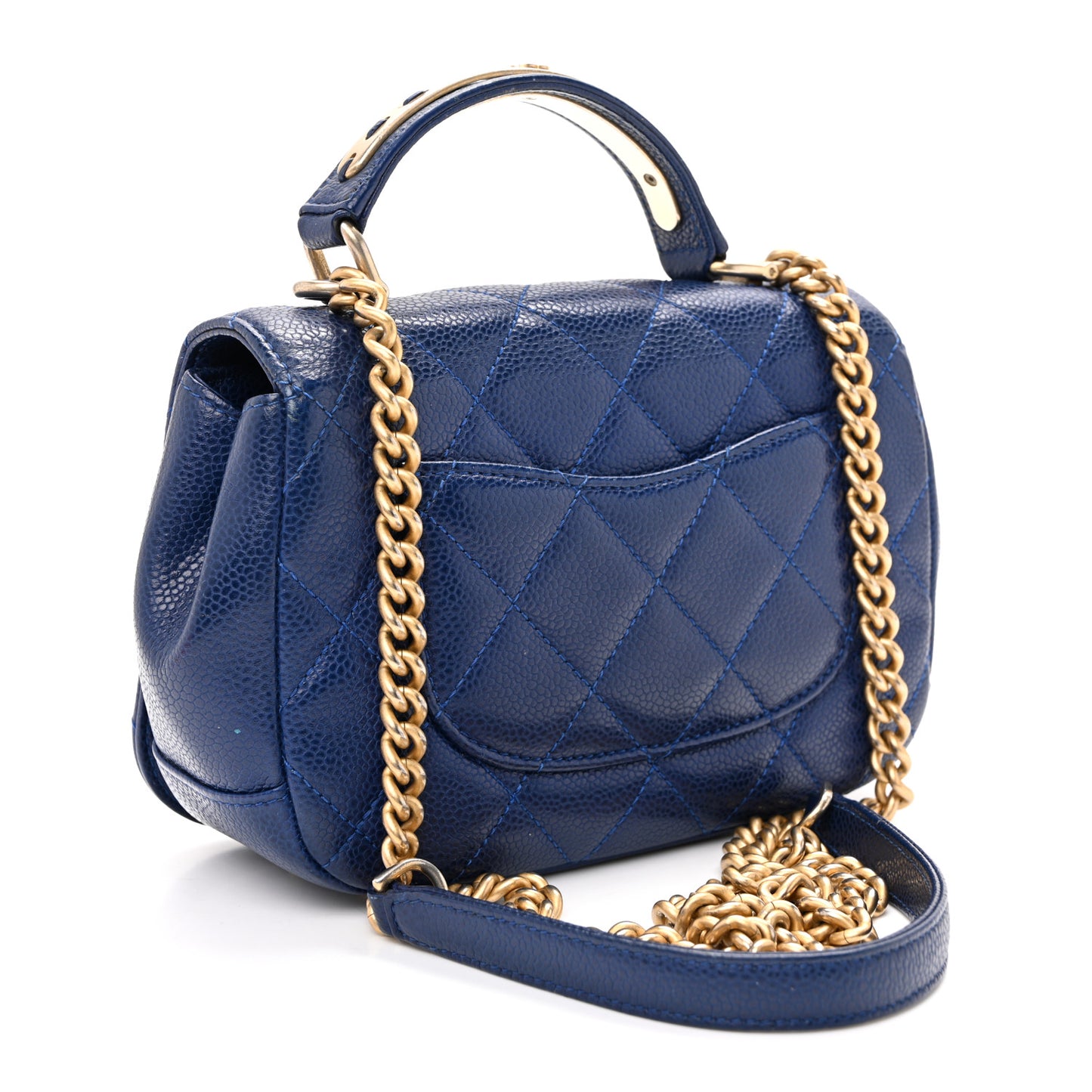 Caviar Mini Carry Around Flap Bag Blue