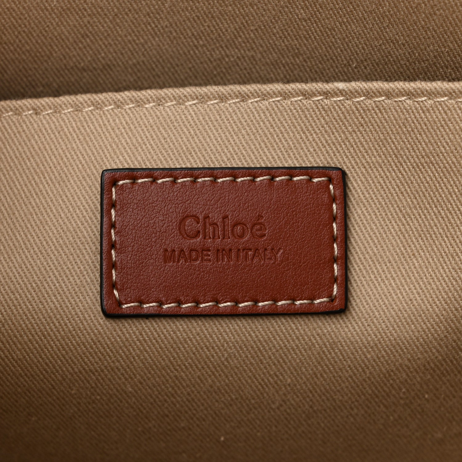 Chloe Cotton Calfskin Large Woody Ribbon Tote White Brown 6 of 9