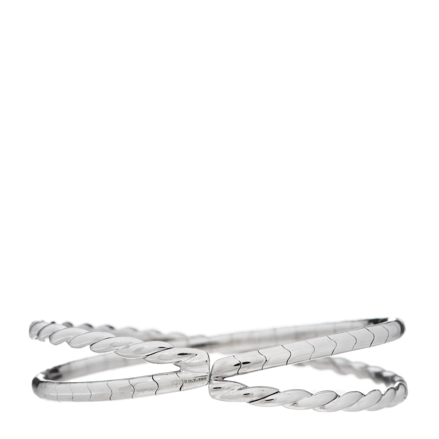 David Yurman 18K White Gold Diamond Paveflex Two Row Bracelet 2 of 4