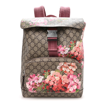 Gucci GG Supreme Monogram Blooms Medium Single Buckle Backpack Beige Multicolor Dry Rose 1 of 10
