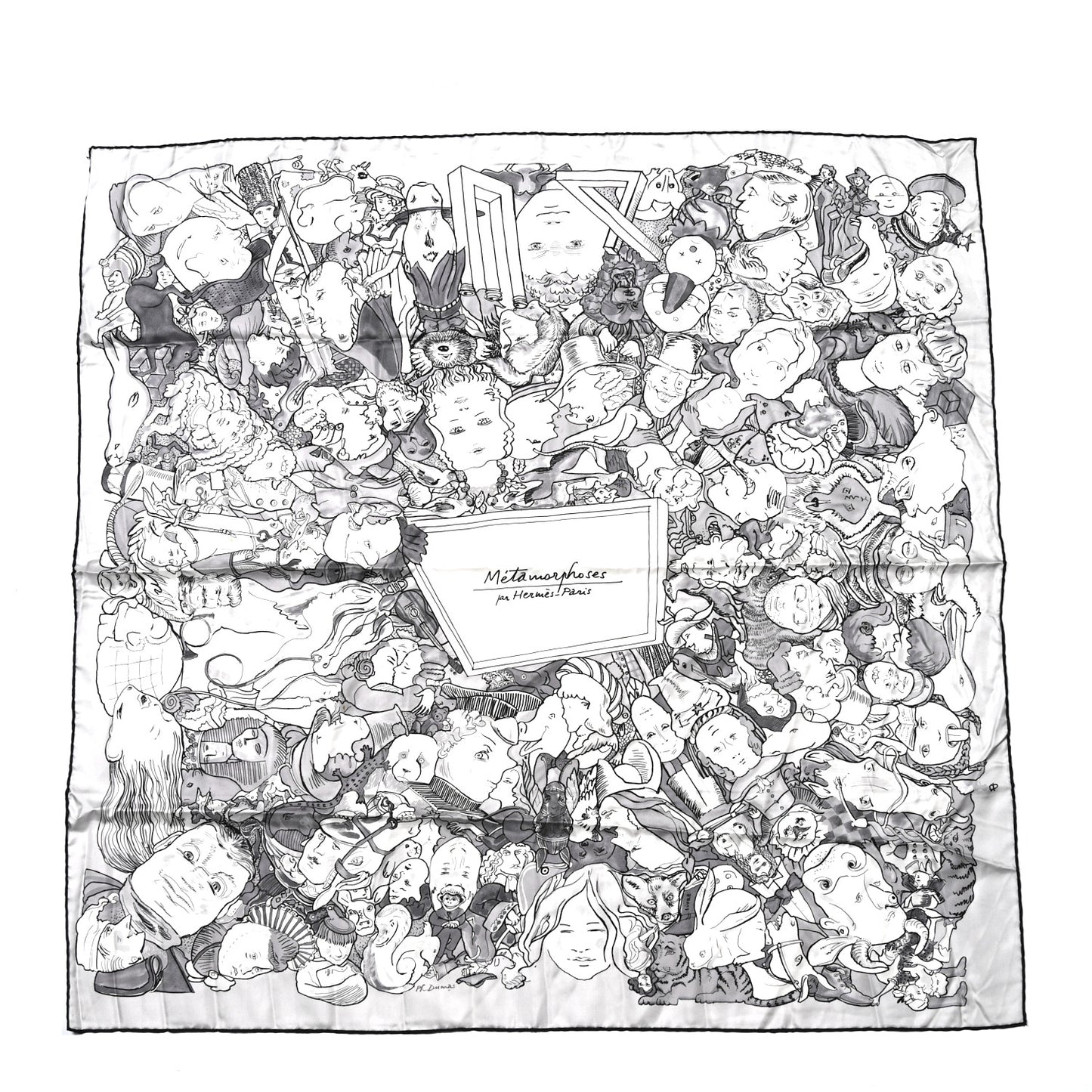 Silk Metamorphoses Par Hermes Paris Scarf 90 Gris Perle White Gris