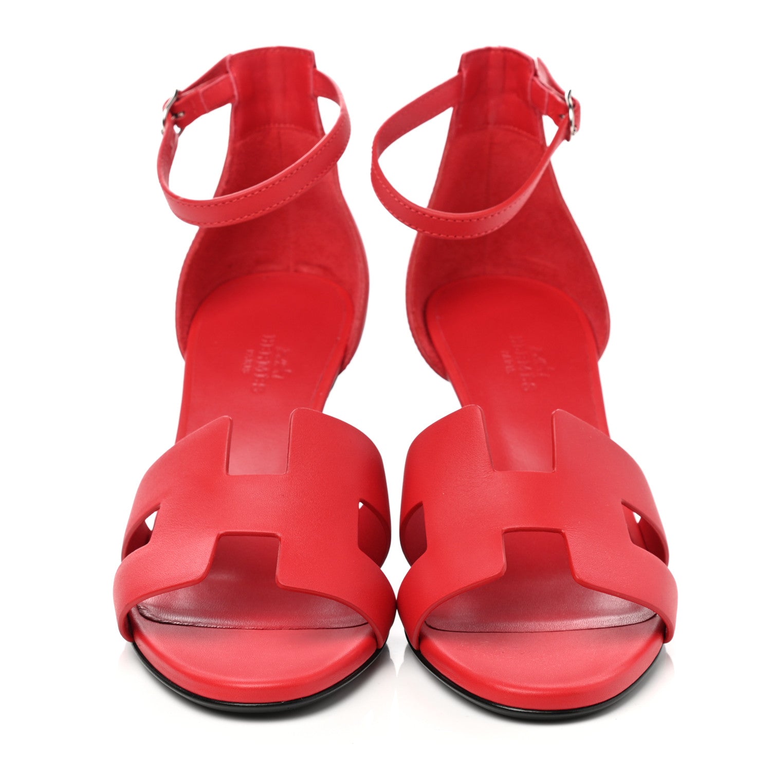 Hermes Calfskin Legend Wedge Sandals 38 Rose Cotinga 2 of 9