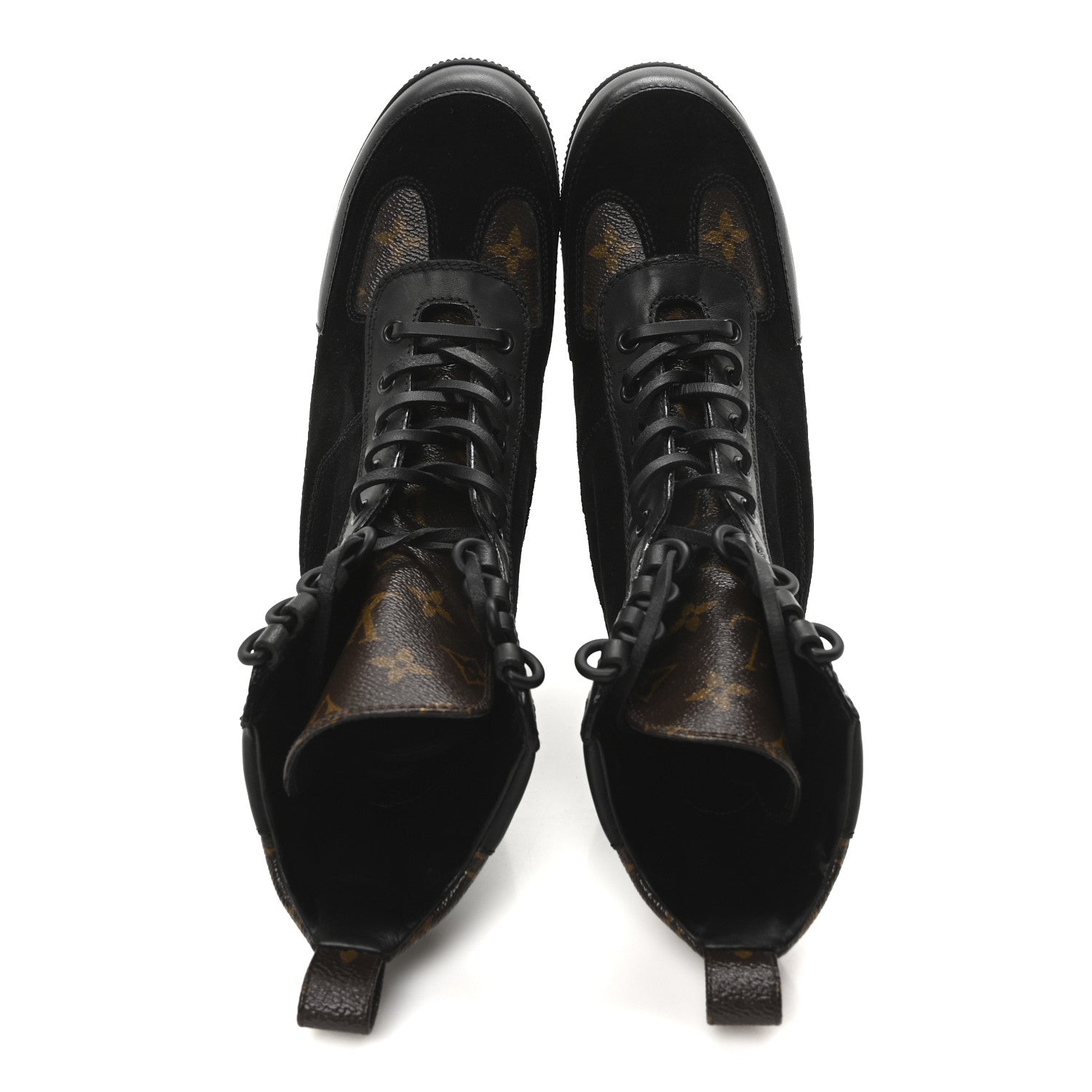 Louis Vuitton Suede Calfskin Monogram Laureate Platform Desert Boots 36 Black 2 of 8