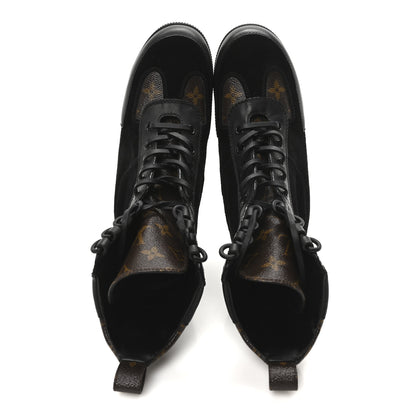 Louis Vuitton Suede Calfskin Monogram Laureate Platform Desert Boots 36 Black 2 of 8