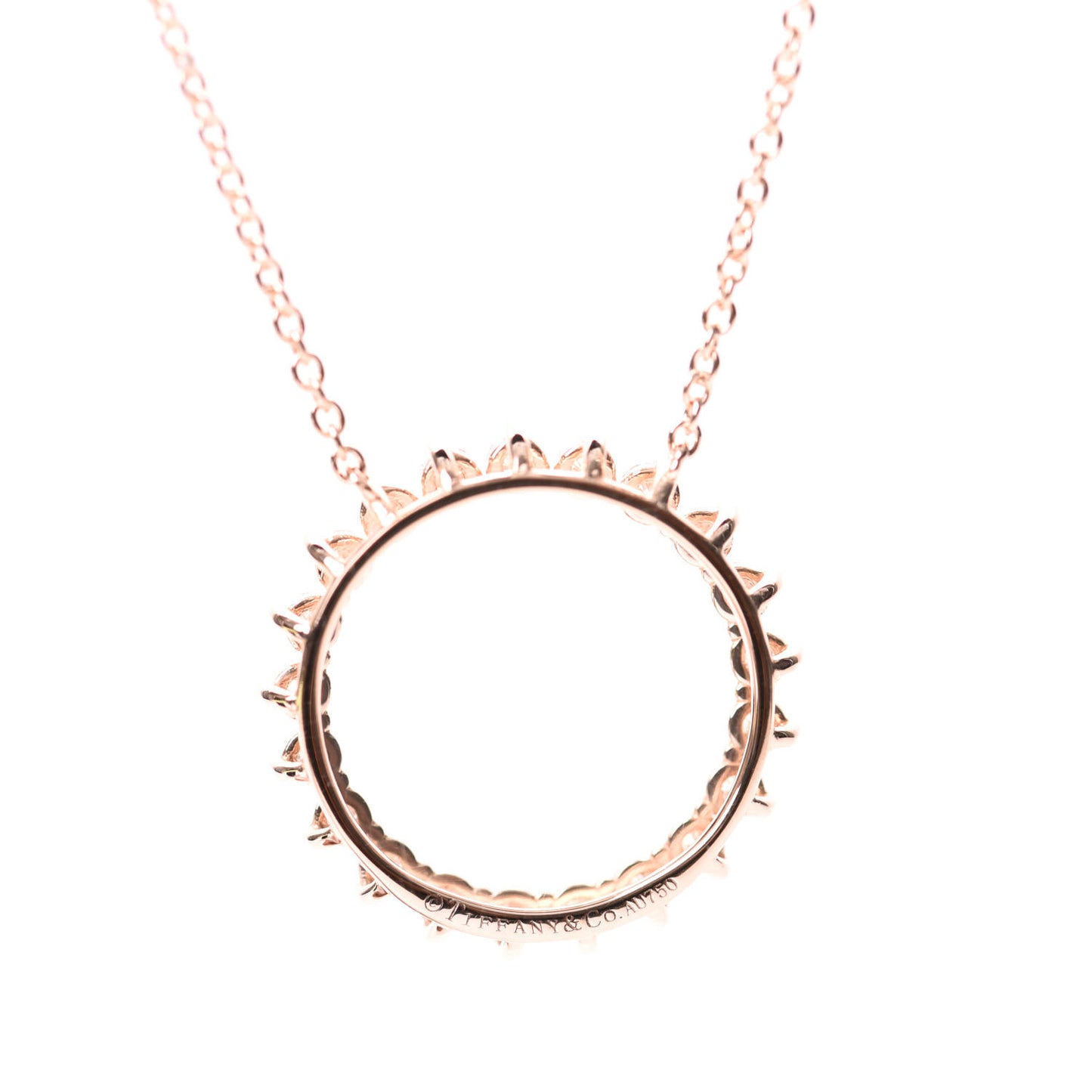 18K Rose Gold Diamond Open Circle Pendant Necklace