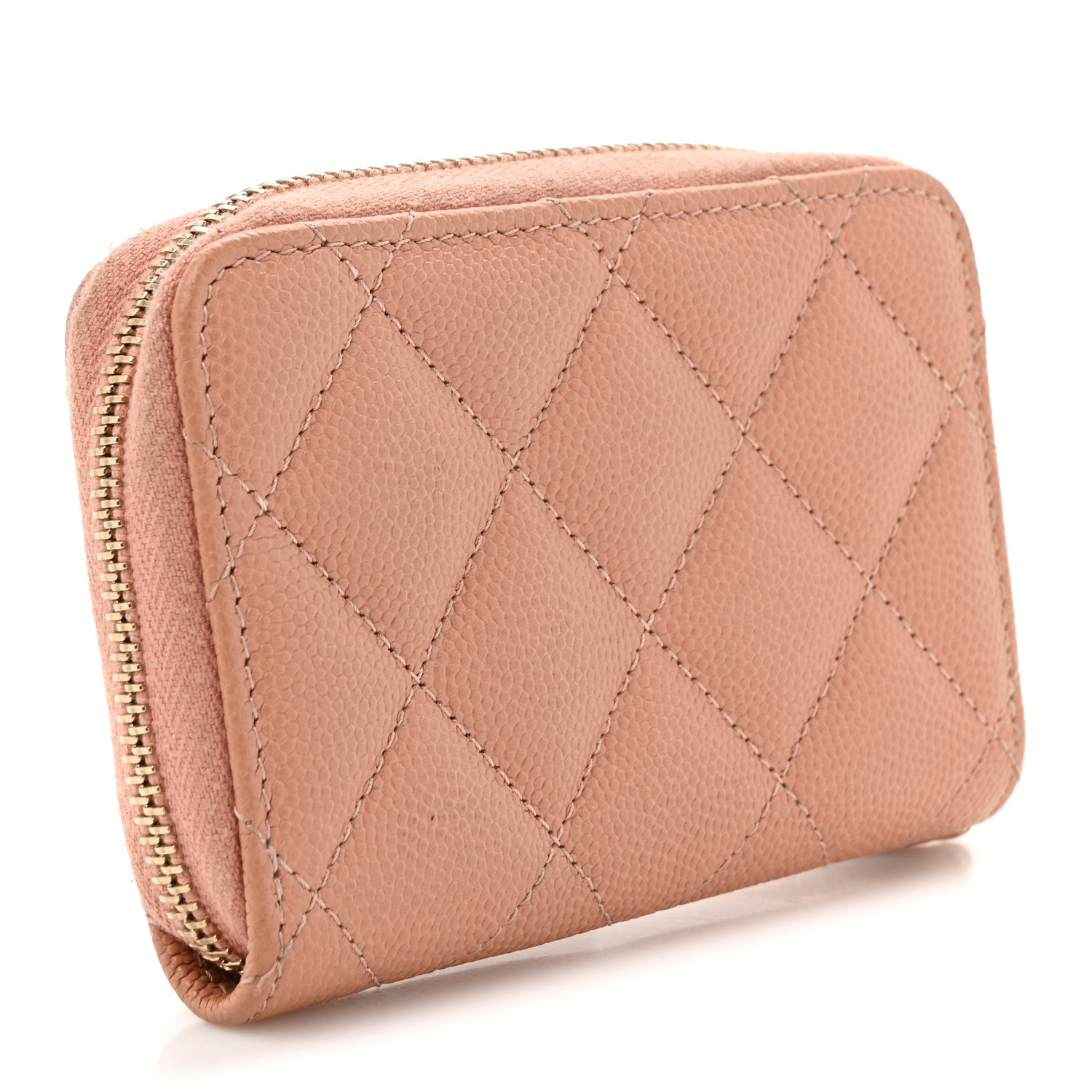 Chanel Caviar Quilted Perforated CC Zip Coin Purse Pink 3 of 11