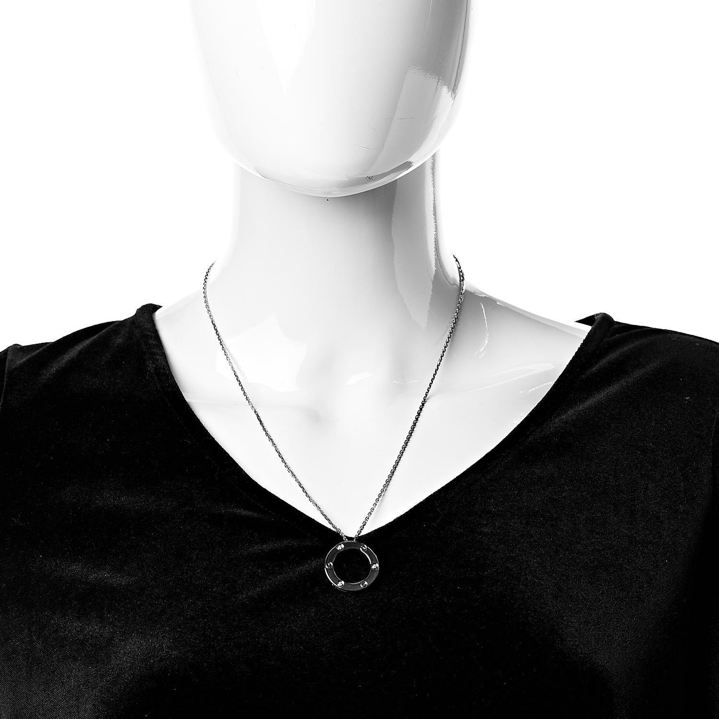 18K White Gold 3 Diamonds LOVE Pendant Necklace