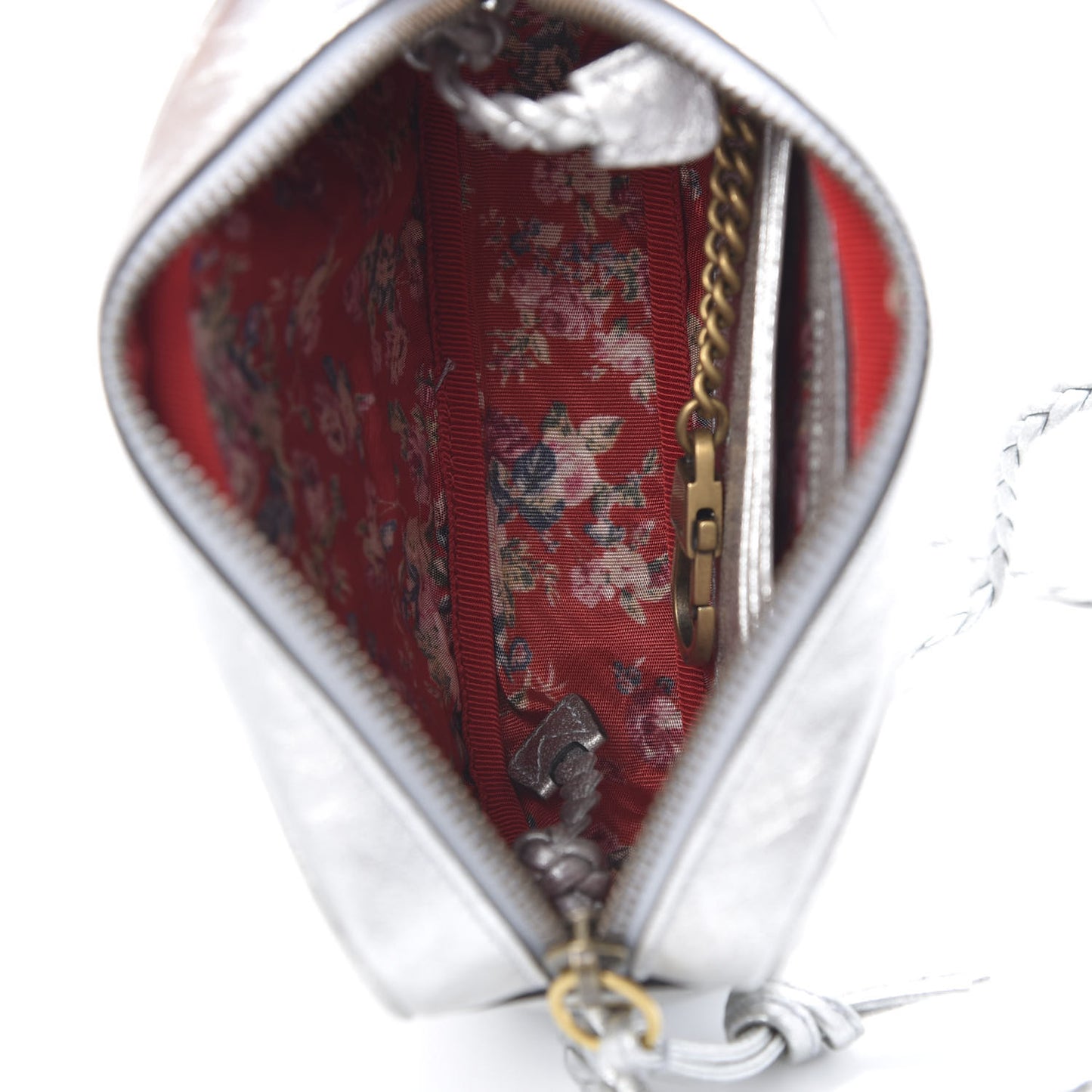 Laminated Nappa Web Trapuntata Mini GG Shoulder Bag Argento