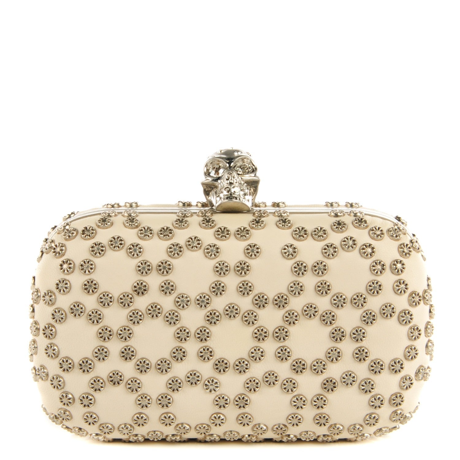 Alexander McQueen Studded Skull Box Clutch White 1 of 8