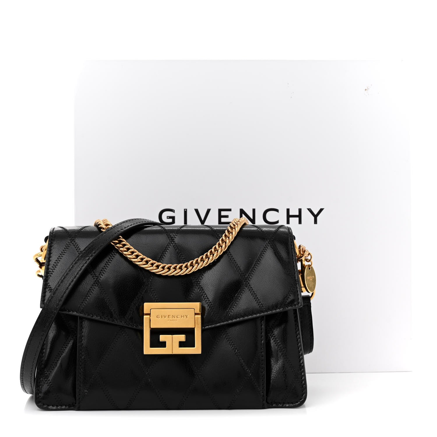Givenchy Goatskin Quilted Small GV3 Shoulder Bag Black 11 of 11