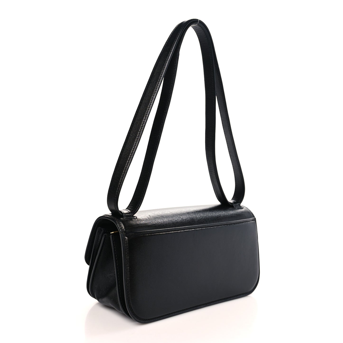 Calfskin Stripe Embossed Small Gossip Bag Black