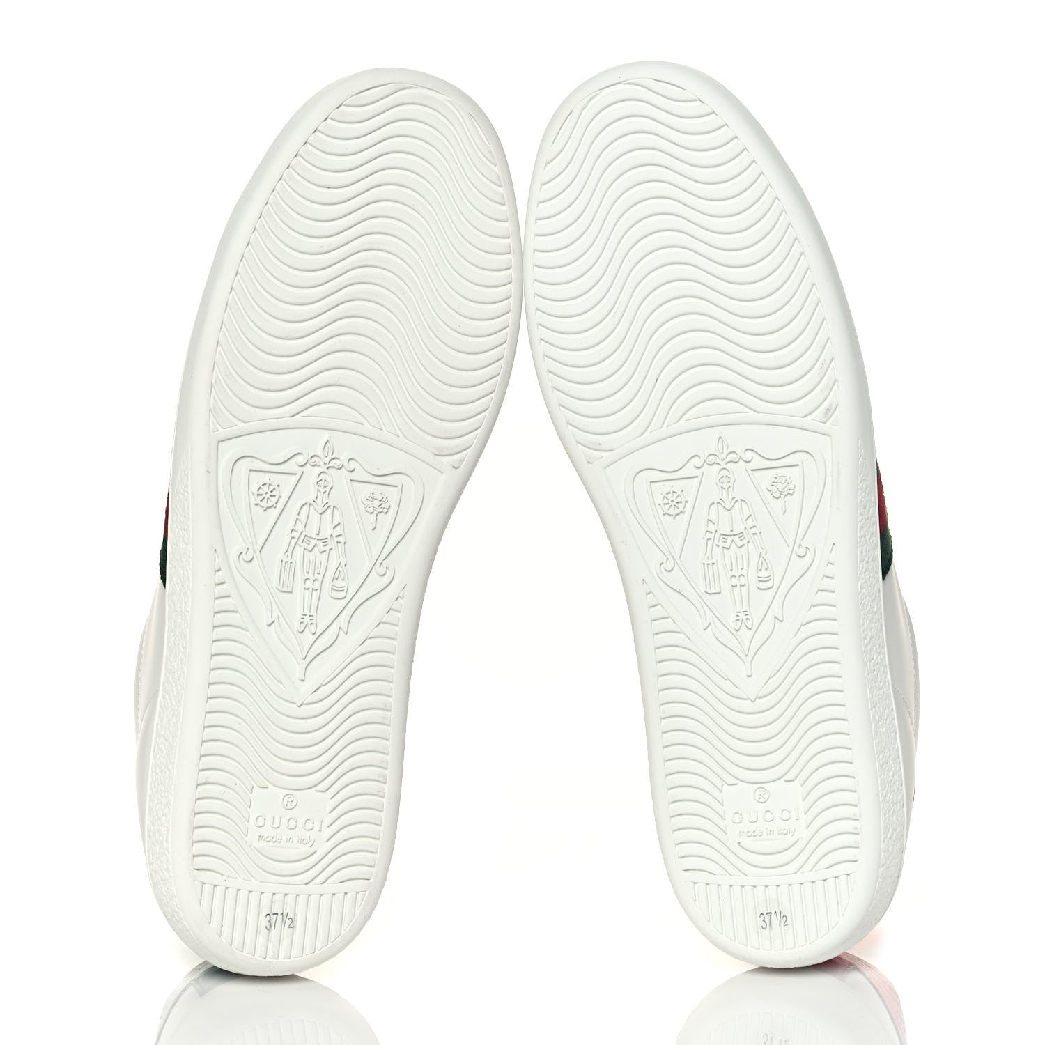 Gucci Calfskin Ayers Bee Embroidered Womens Ace Sneakers 37.5 White Green 5 of 9