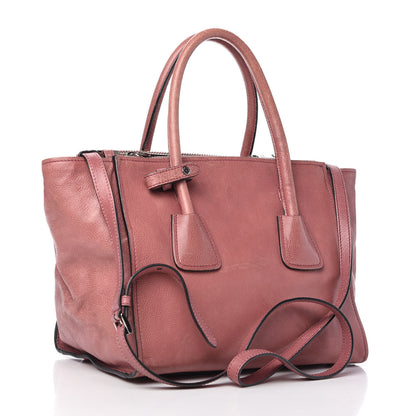Prada Glace Calf Small Twin Pocket Tote Pink 3 of 10