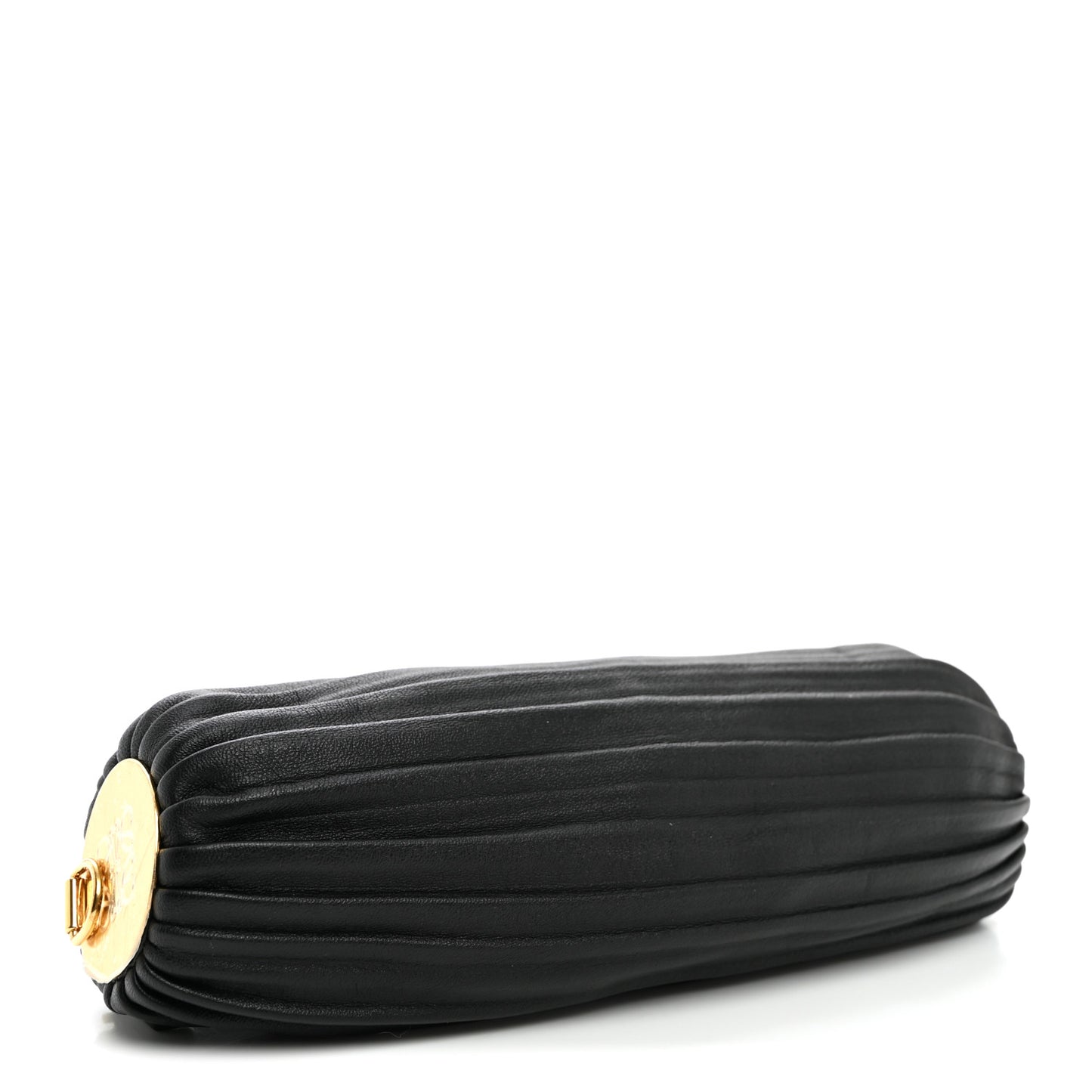 Lambskin Pleated Bracelet Clutch Black