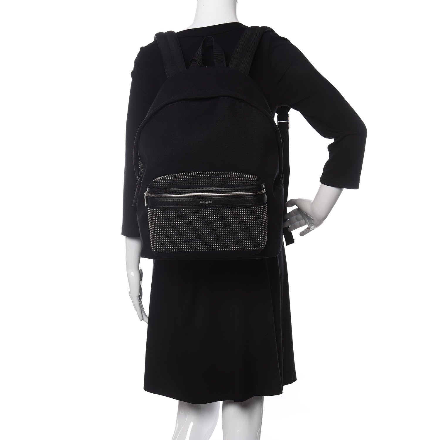 Saint Laurent Canvas City Studded Backpack Black 2 of 8