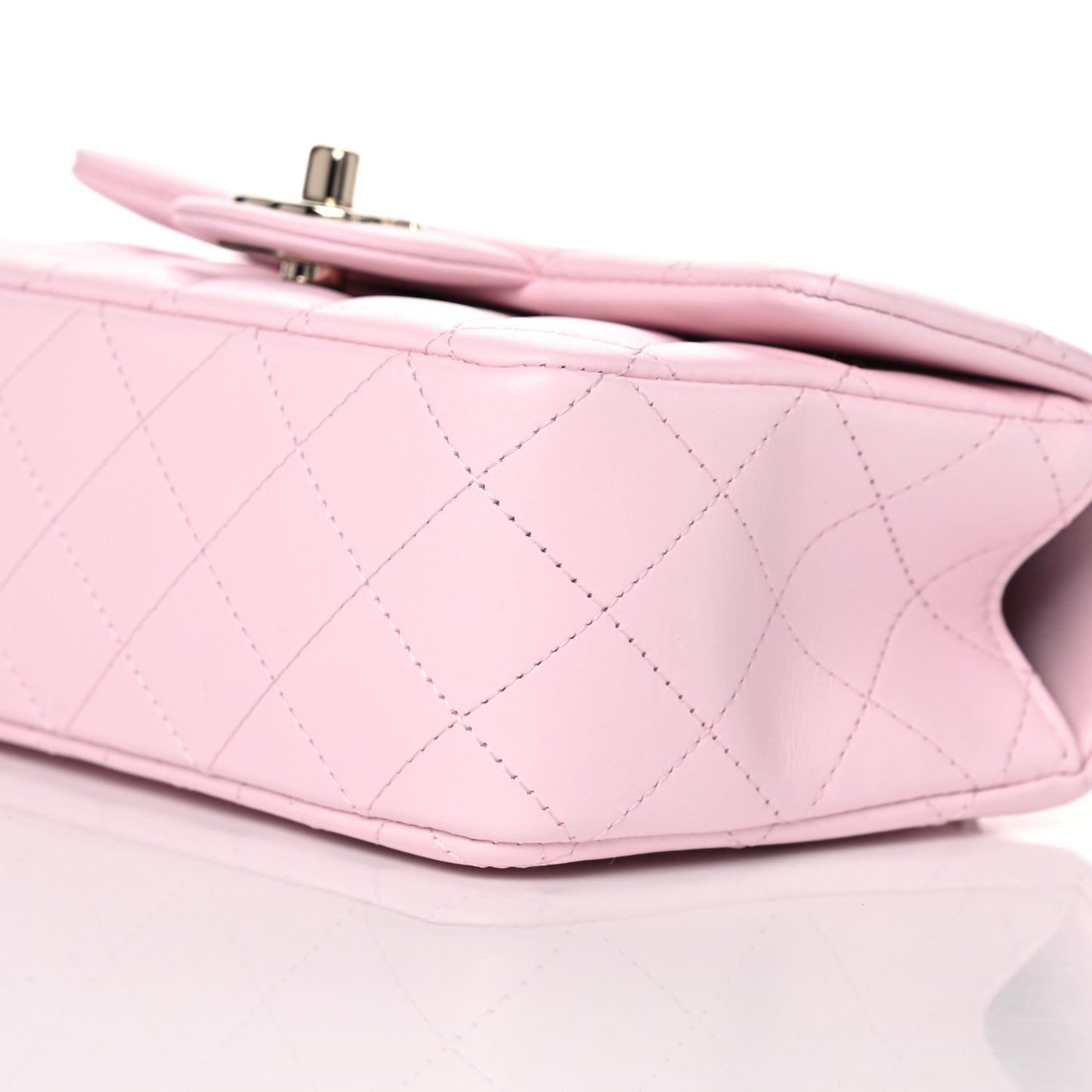 Lambskin Quilted Mini Top Handle Rectangular Flap Light Pink