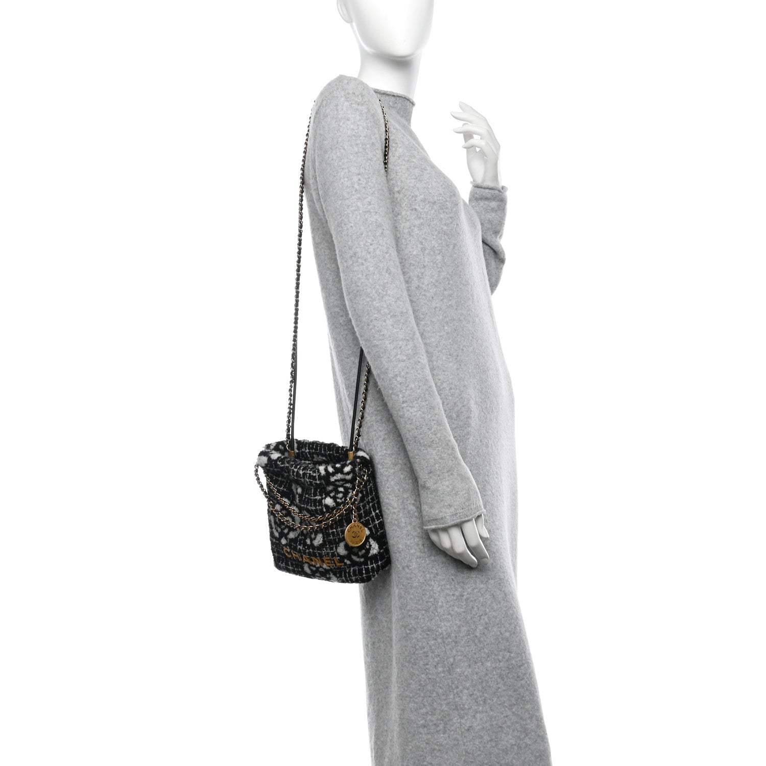Chanel Cashmere Mini Chanel 22 Black White 2 of 11