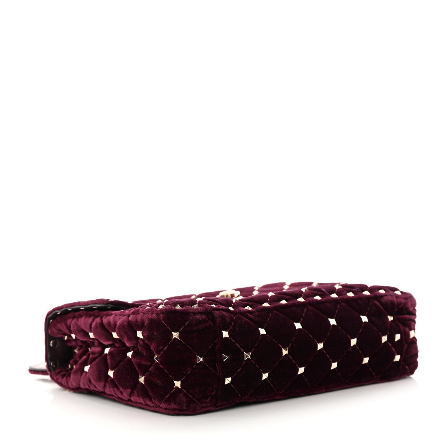 Valentino Garavani Velvet Medium Rockstud Spike Shoulder Bag Rubino 4 of 18