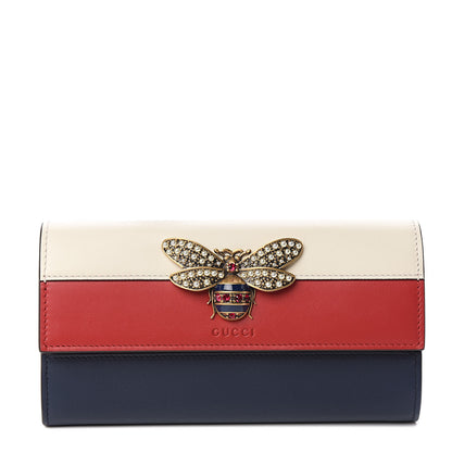 Gucci Calfskin Queen Margaret Flap Wallet Blue Agata Hibiscus Red Mystic White 1 of 8