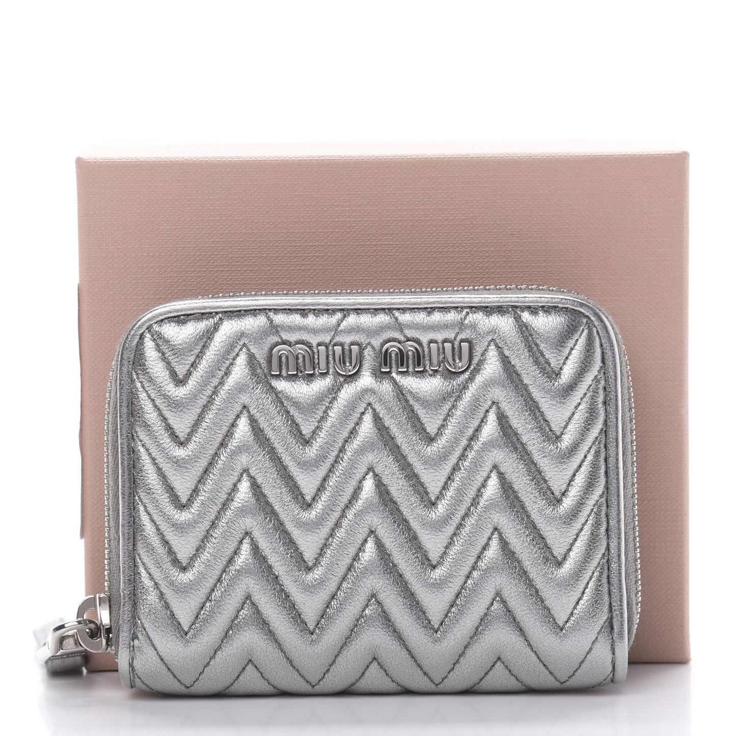 Metallic Nappa Impunture Zip Around Compact Wallet Chromo