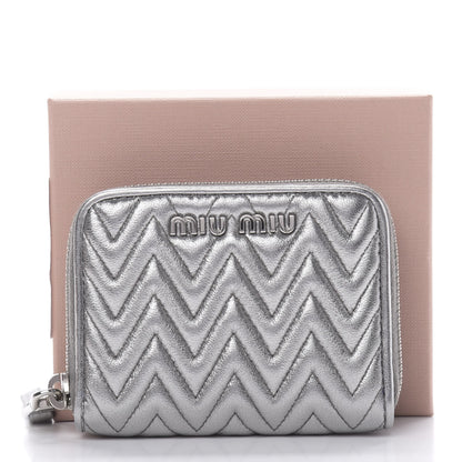 Miu Miu Metallic Nappa Impunture Zip Around Compact Wallet Chromo 9 of 9
