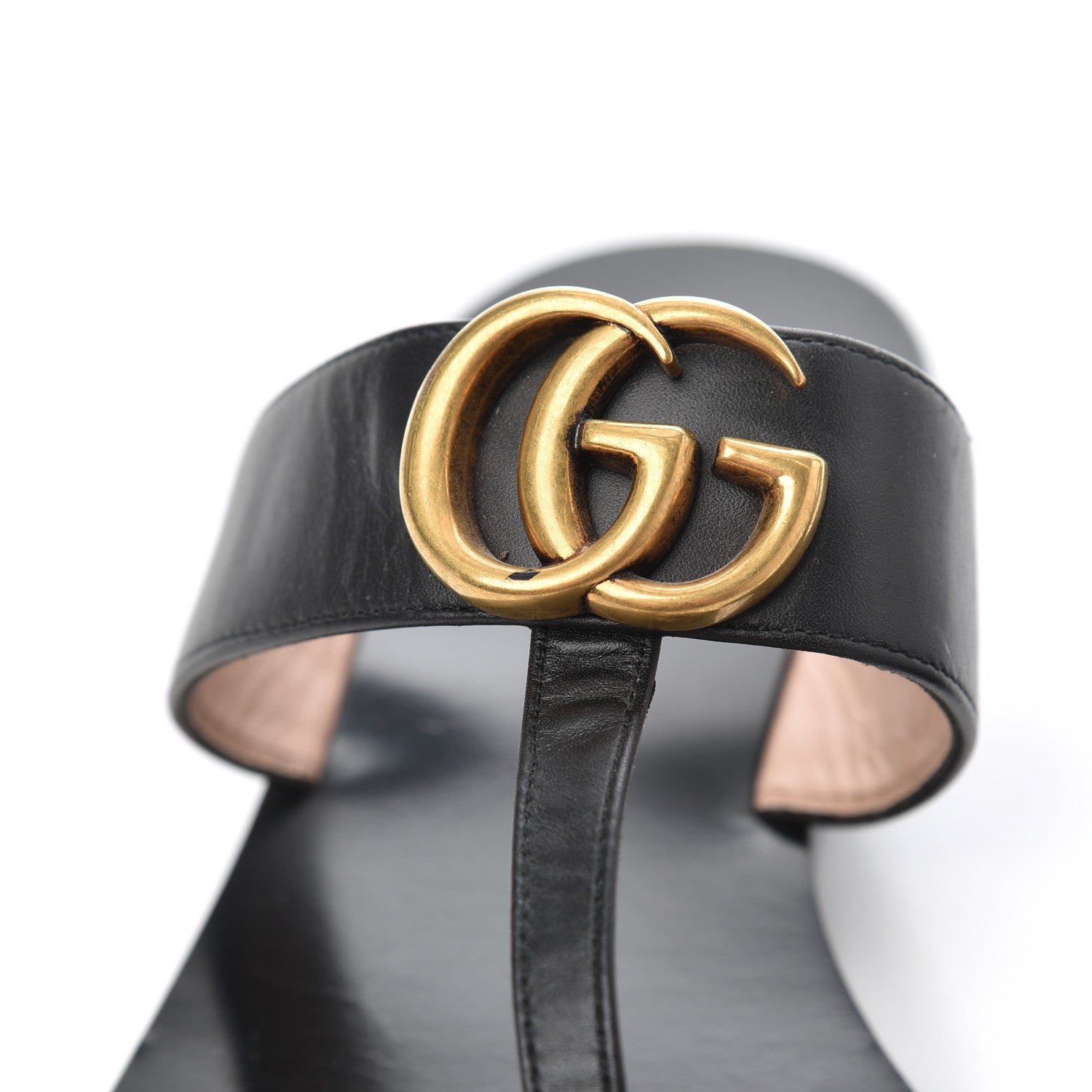 Gucci Calfskin GG Marmont Thong Sandals 38 Black 24 of 25
