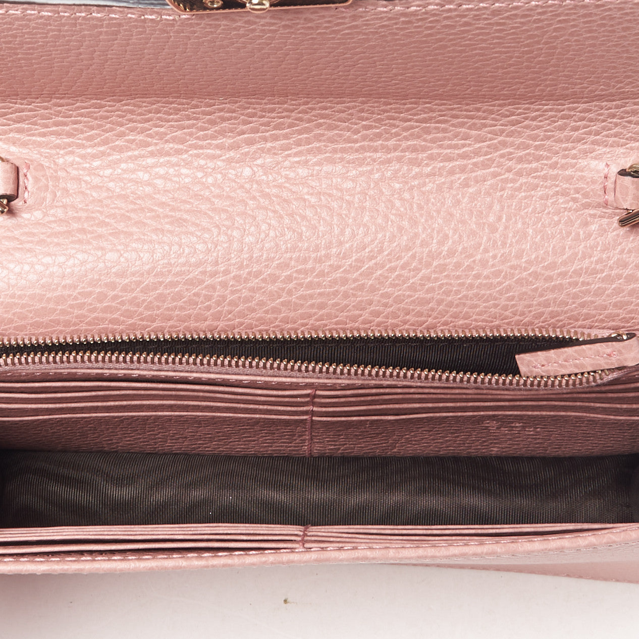 Gucci Dollar Calfskin Interlocking G Chain Wallet Soft Pink 6 of 7