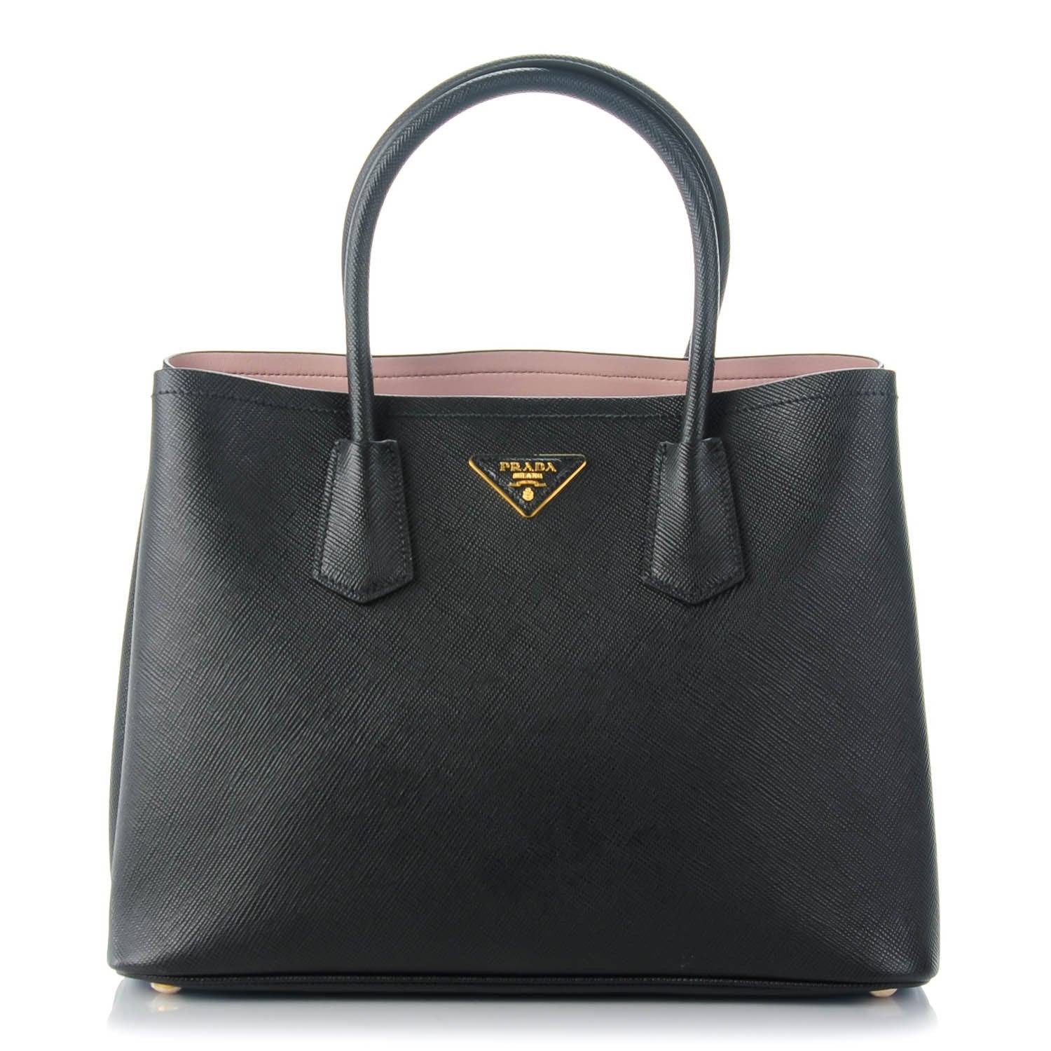 Prada Saffiano Cuir Large Double Bag Black Mughetto 1 of 7