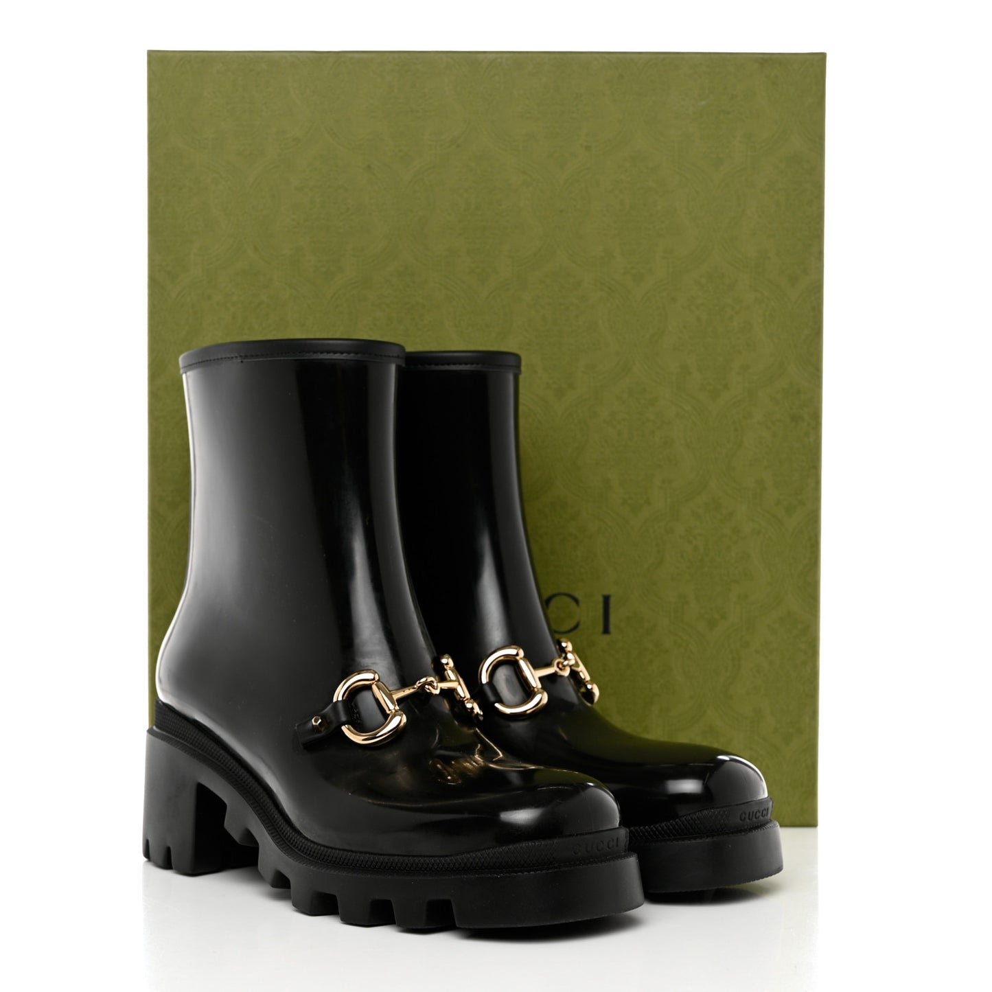 Rubber Womens Horsebit Ankle Boots 39 Black