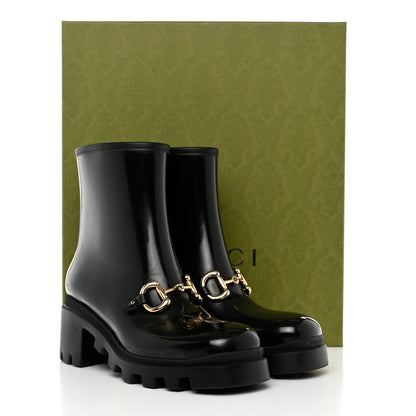 Gucci Rubber Womens Horsebit Ankle Boots 39 Black 9 of 9