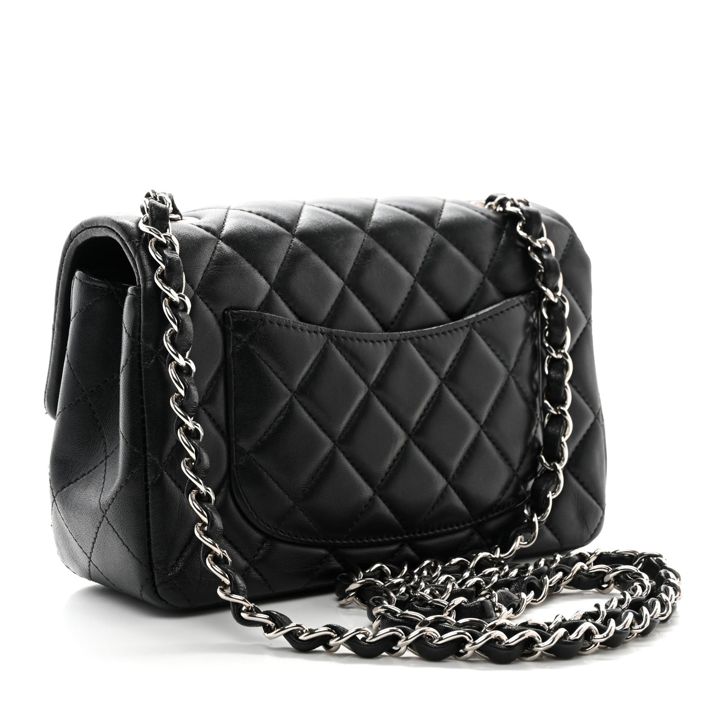 Lambskin Quilted Mini Rectangular Flap Black