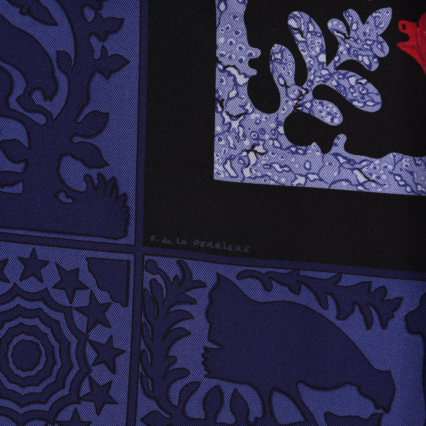 Silk Early America Scarf 90 Noir Bleu Nuit Rouge