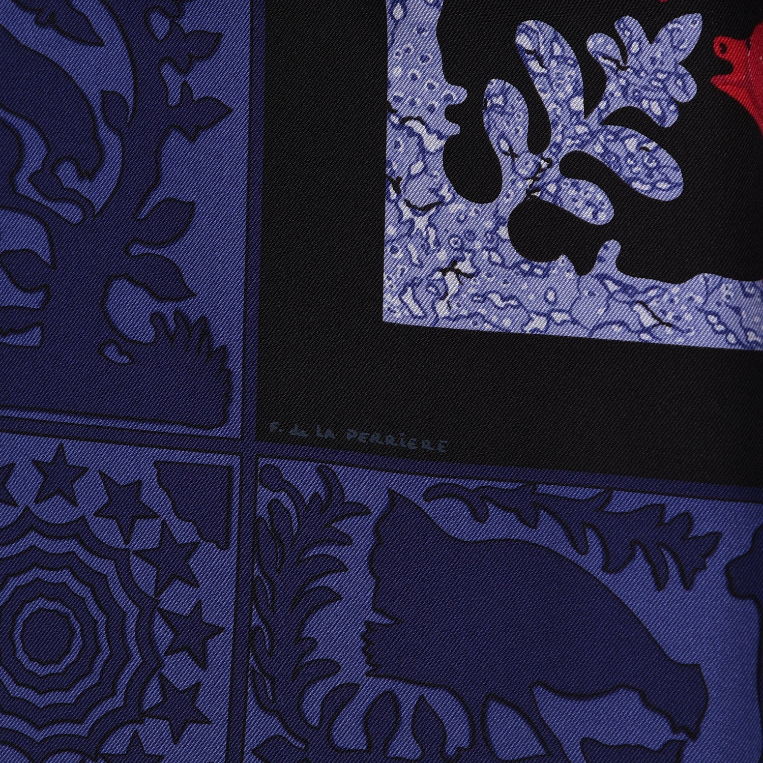 Hermes Silk Early America Scarf 90 Noir Bleu Nuit Rouge 13 of 13
