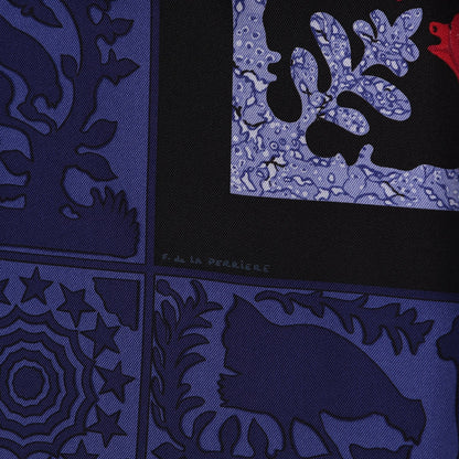 Hermes Silk Early America Scarf 90 Noir Bleu Nuit Rouge 13 of 13
