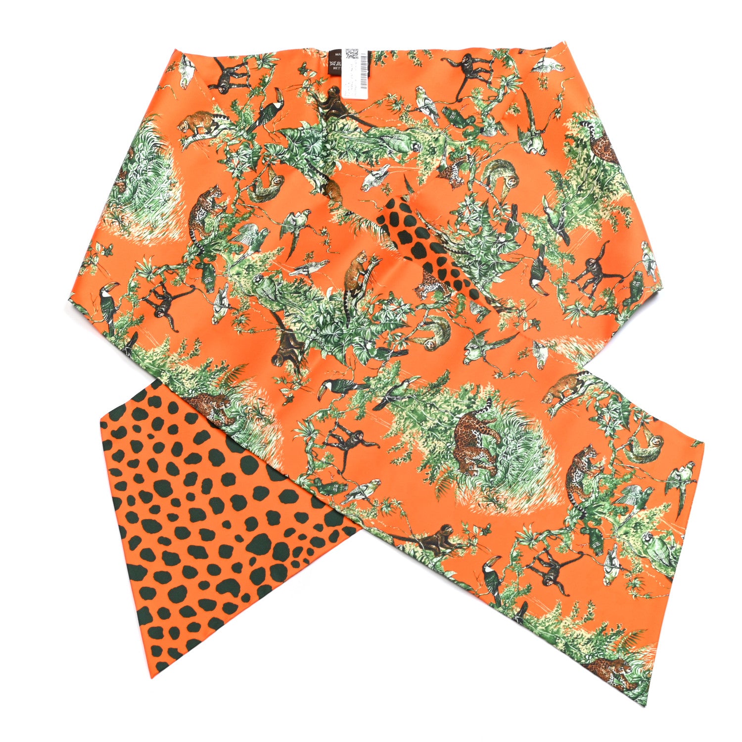Hermes Silk Equateur Maxi Twilly Cut Orange Vert Mauve 1 of 4