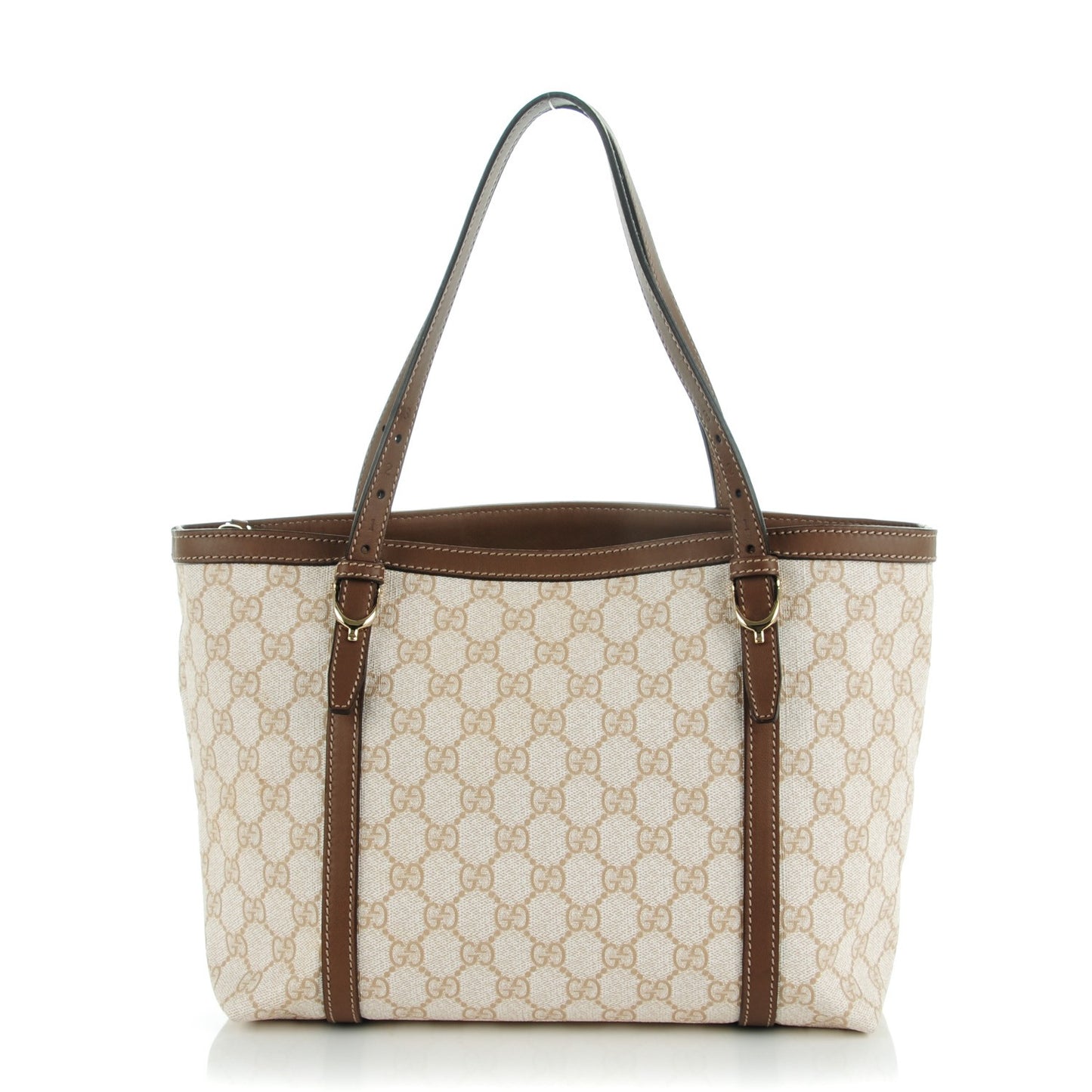GG Supreme Monogram Calfskin Small Nice Tote New Mystic White Beige Brown