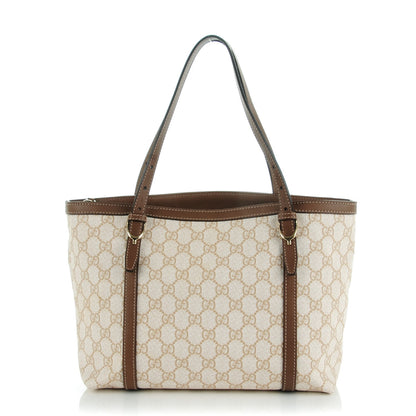 Gucci GG Supreme Monogram Calfskin Small Nice Tote New Mystic White Beige Brown 1 of 7