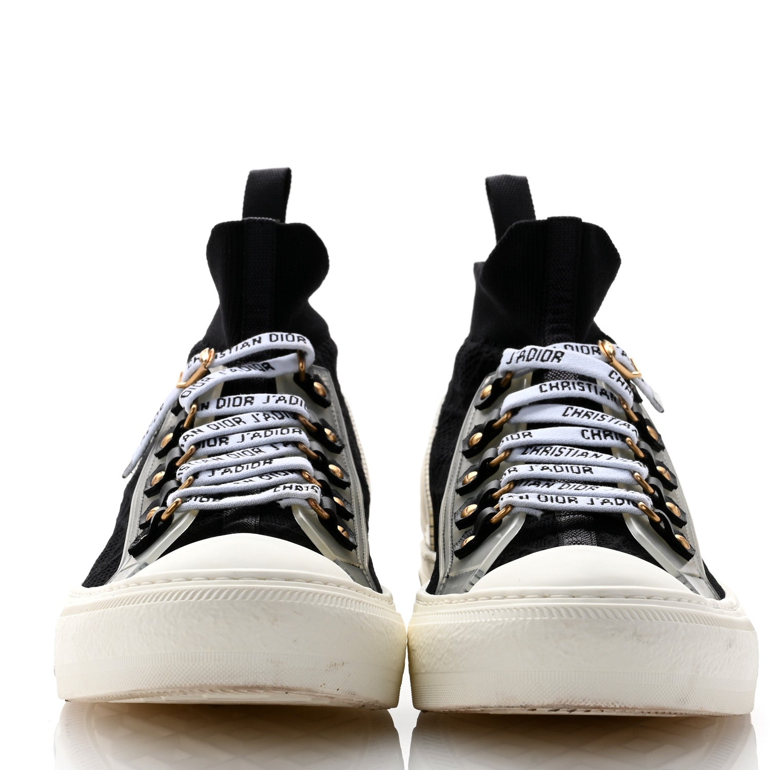 Christian Dior Technical Knit Calfskin Cannage Womens Walk'N'Dior High Top Sneakers 41 Black 2 of 12