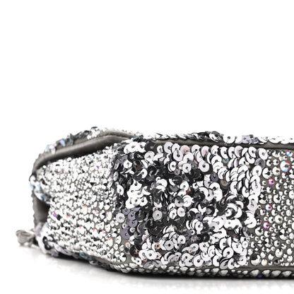 Chanel Lambskin Sequin Crystal Diamante Mini Flap Silver 9 of 10