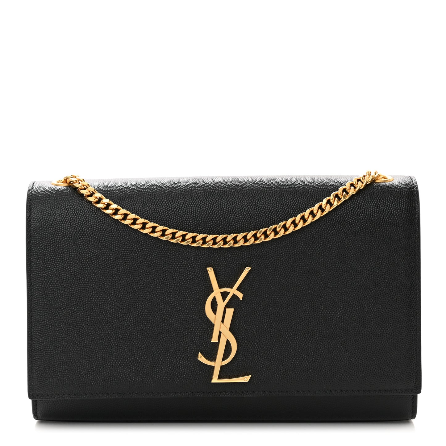 SAINT LAURENT Grain De Poudre Medium Classic Monogram Kate Satchel Black