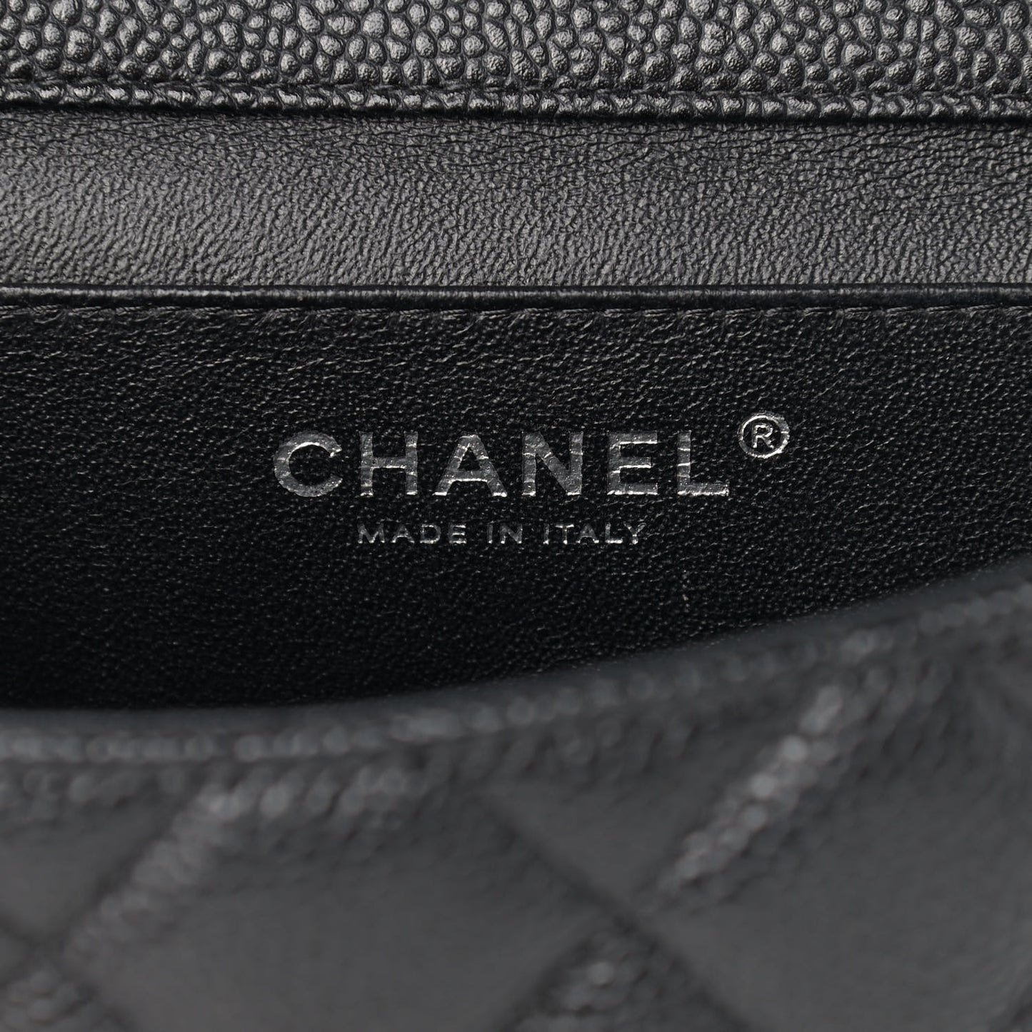 Caviar Quilted Clutch With Chain Flap Black