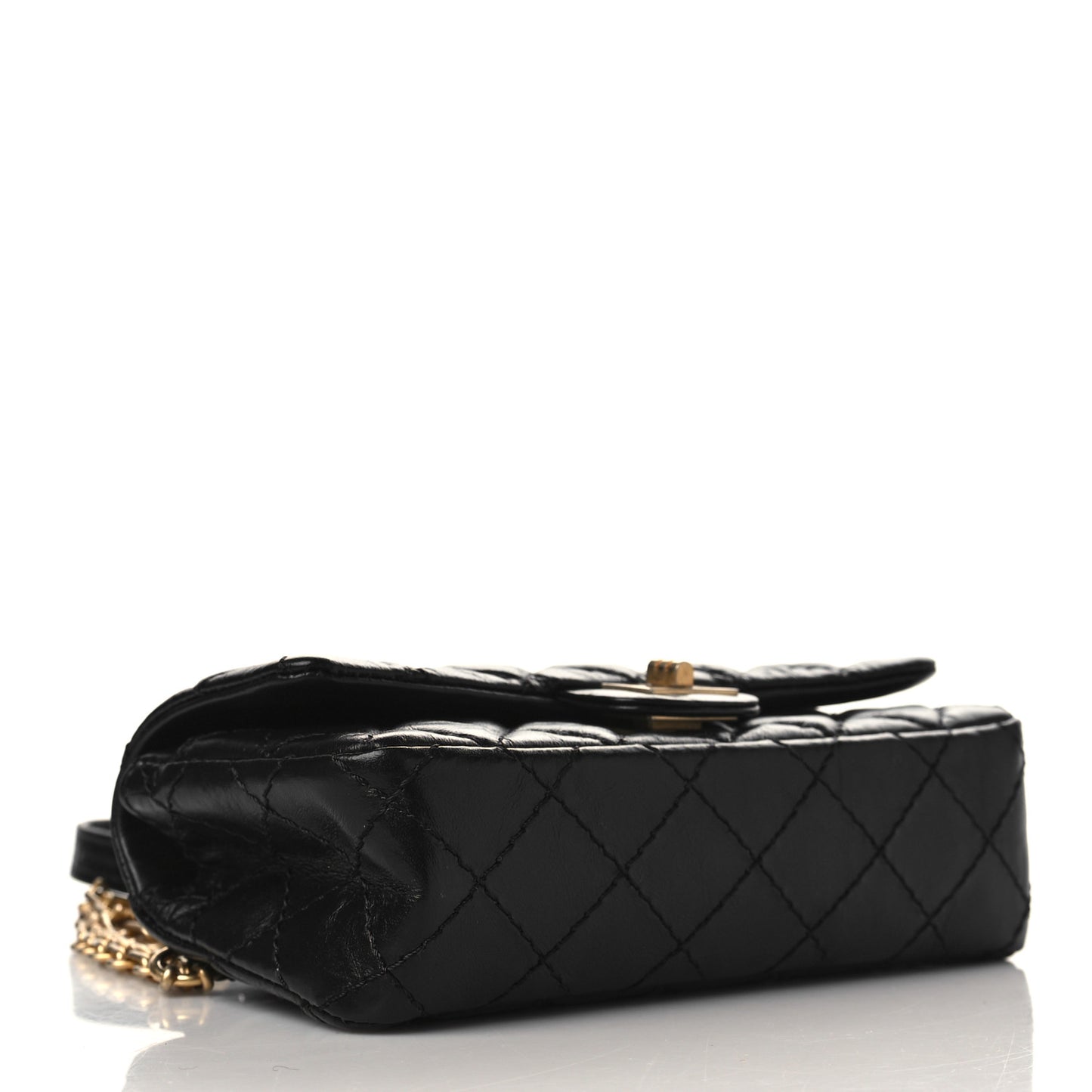 Aged Calfskin Quilted 2.55 Reissue Flap Belt Bag Clutch Black