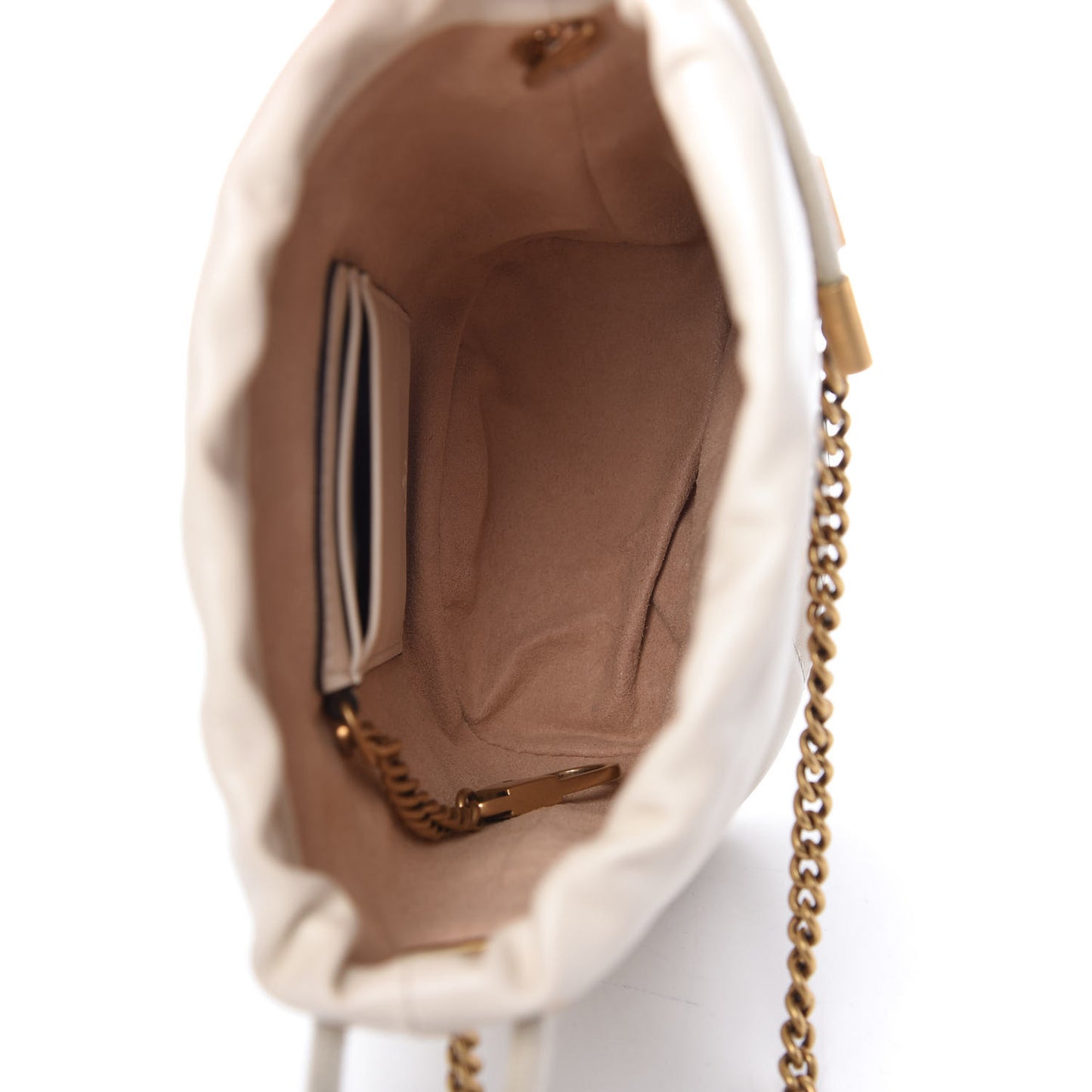 Calfskin Matelasse Mini GG Marmont 2.0 Bucket Bag White